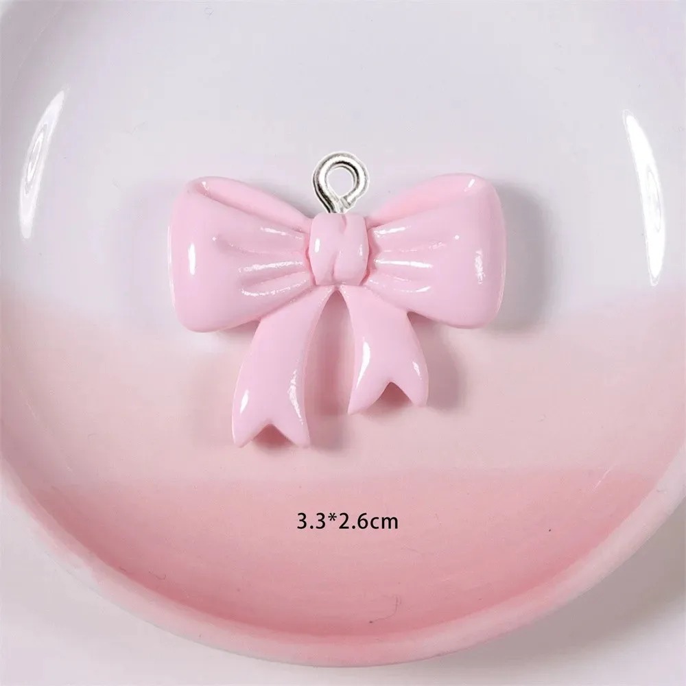Resin Craft Ideas - 10 ชิ้น ชาร์มเรซิ่นรูปโบว์สีลูกกวาด งานแฮนด์เมด เหมาะสำหรับเครื่องประดับผู้หญิง พวงกุญแจ