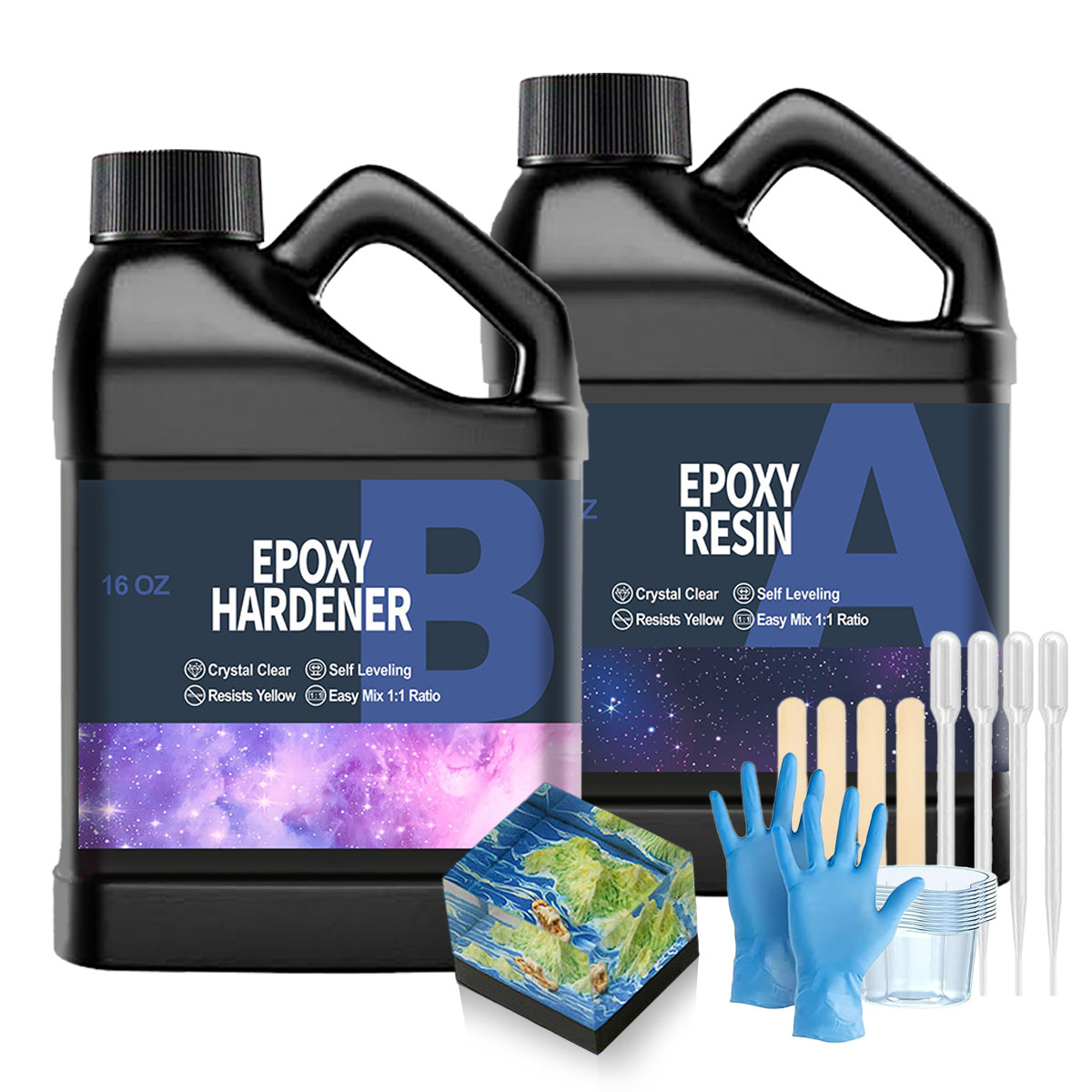 Resin Jewelry Kit - ชุดเรซินอีพ็อกซี่ใส 32 ออนซ์, ไม่เหลือง, สูตรไร้ฟองอากาศสำหรับงานหล่อแม่พิมพ์, เครื่องประดับ