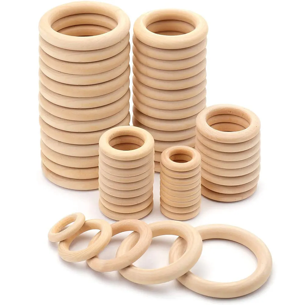 Wood Ring Blank - วงแหวนไม้เนื้อแข็งแบบยังไม่เสร็จขนาด 15-100 มม. วงแหวนไม้ธรรมชาติสำหรับงานถักมาคราเม่ DIY งานฝีมือ