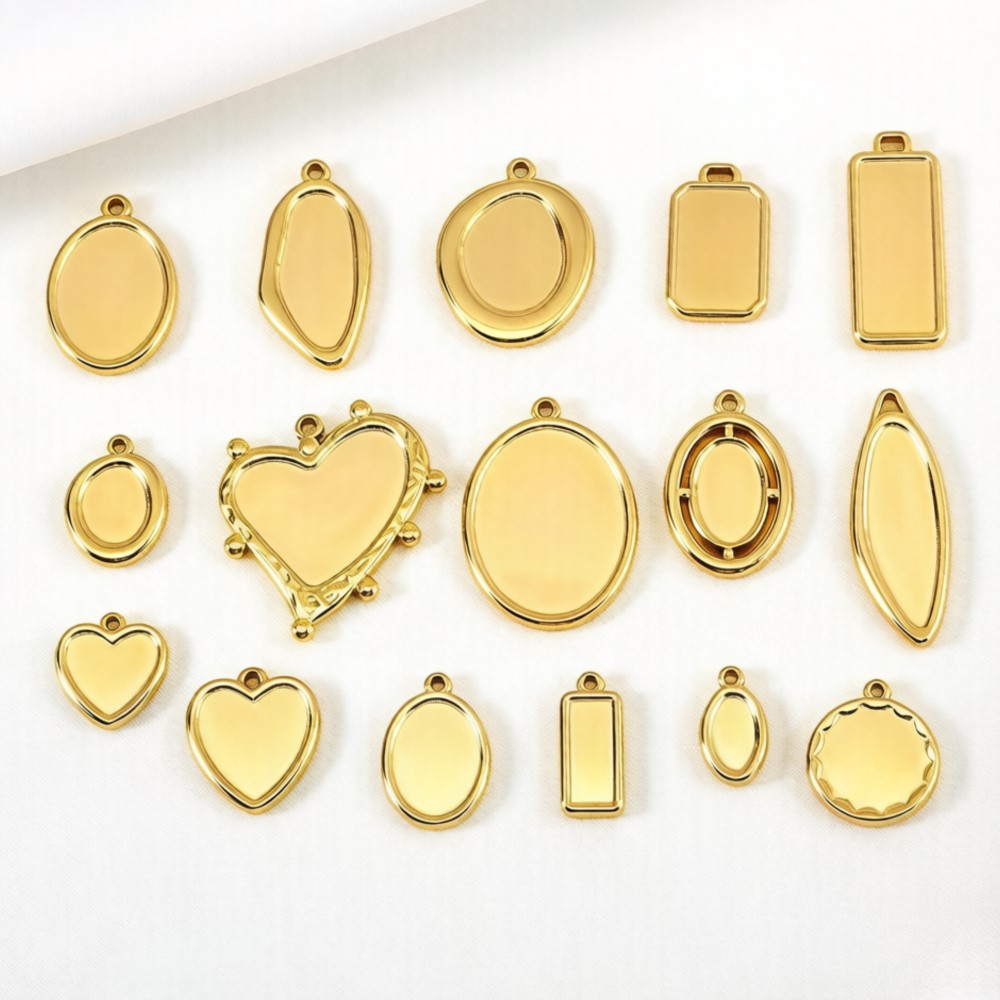 Crafting Resin - ถาดจี้สแตนเลสทรงไม่สมมาตร 5 ชิ้น 1 ชิ้น ไม่ซีดจาง