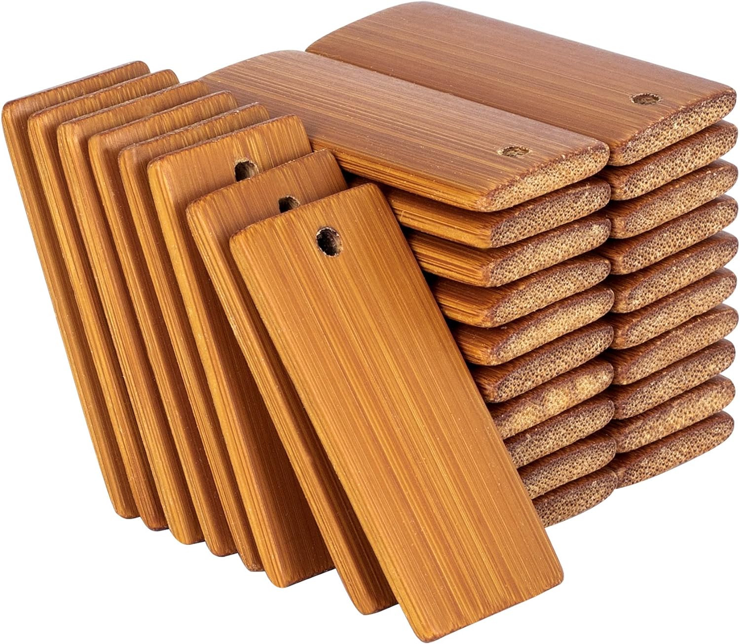 Wood Ring Blank - 50 ชิ้นไม้ธรรมชาติช่องว่าง 45x20 มิลลิเมตรไม้ไผ่หมวดหมู่สําหรับพวงกุญแจแหวนแกะสลักช่องว่างที่ยังไม่เสร็จแท็ก Key แหวน: