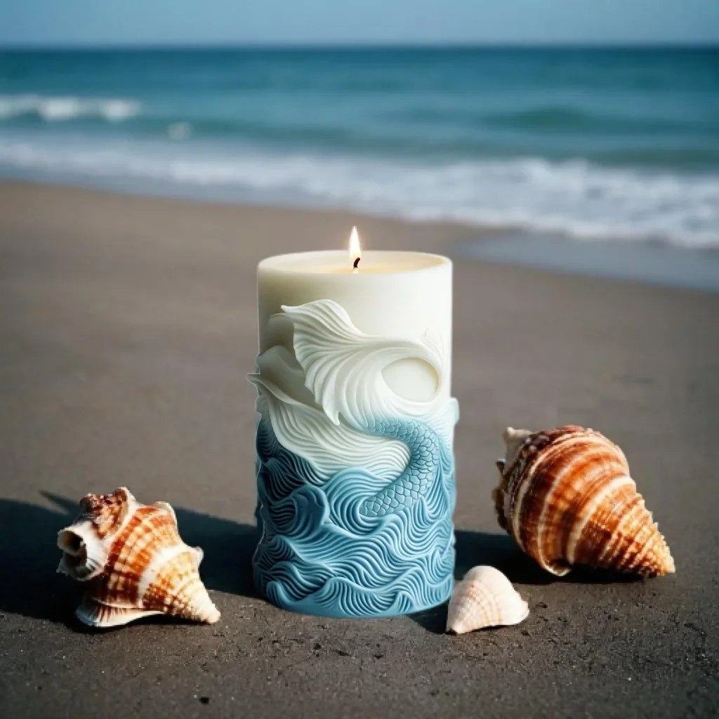 Resin Ocean Wave Mold - DIY ocean wave โฟมทรงกระบอกเทียนแม่พิมพ์ซิลิโคนปลาวาฬ dolphin บรรเทาทรงกระบอกเทียนแม่พิมพ์ตกแต่งบ้านยิปซั่มเรซินแม่พิมพ์