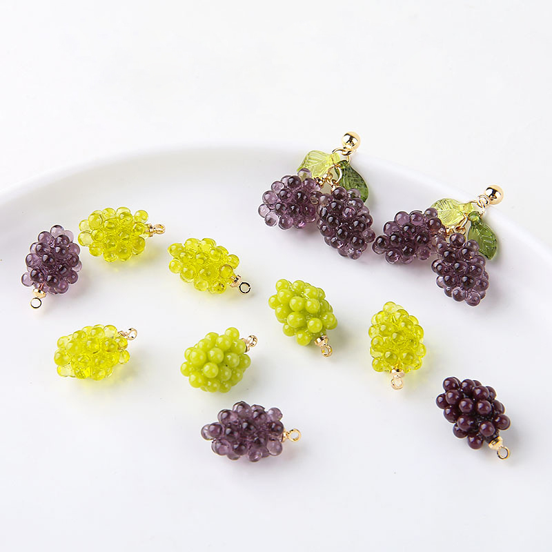 Resin Craft Projects - จี้เรซินรูปองุ่นน่ารัก 6 ชิ้น จี้ผลไม้แบบสามมิติสำหรับทำเครื่องประดับ DIY เช่น
