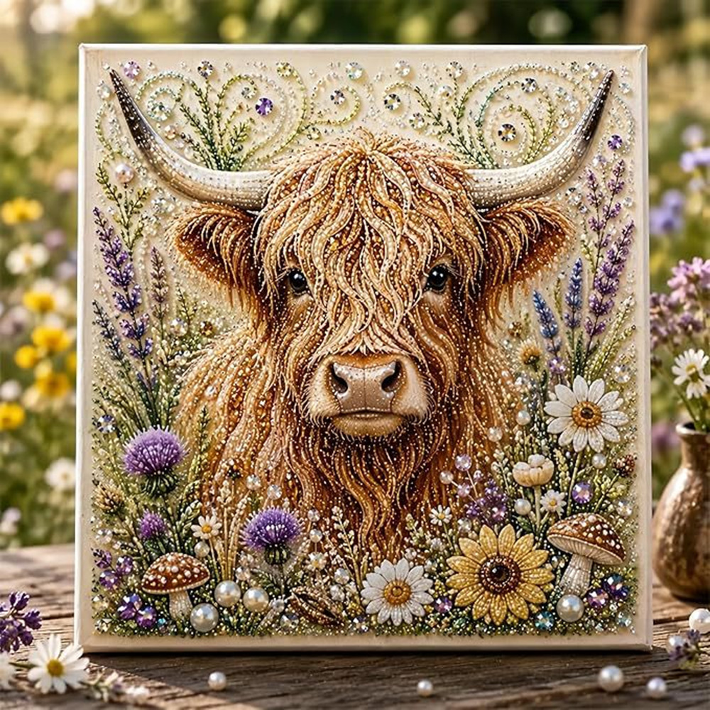Resin Craft Kit - ชุดอุปกรณ์วาดภาพเพชร 5D รูปทรงพิเศษ ลายวัว ไข่มุก ผึ้ง