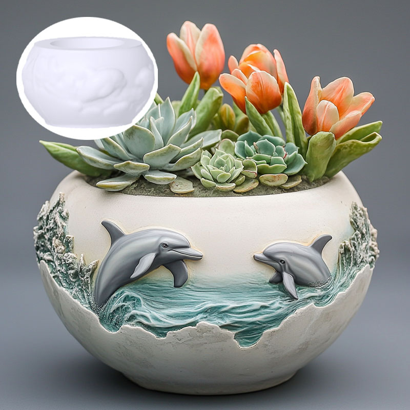 คู่ Dolphin บรรเทา succulent พ - Resin Ocean Wave Mold บทวิจารณ์และราคา